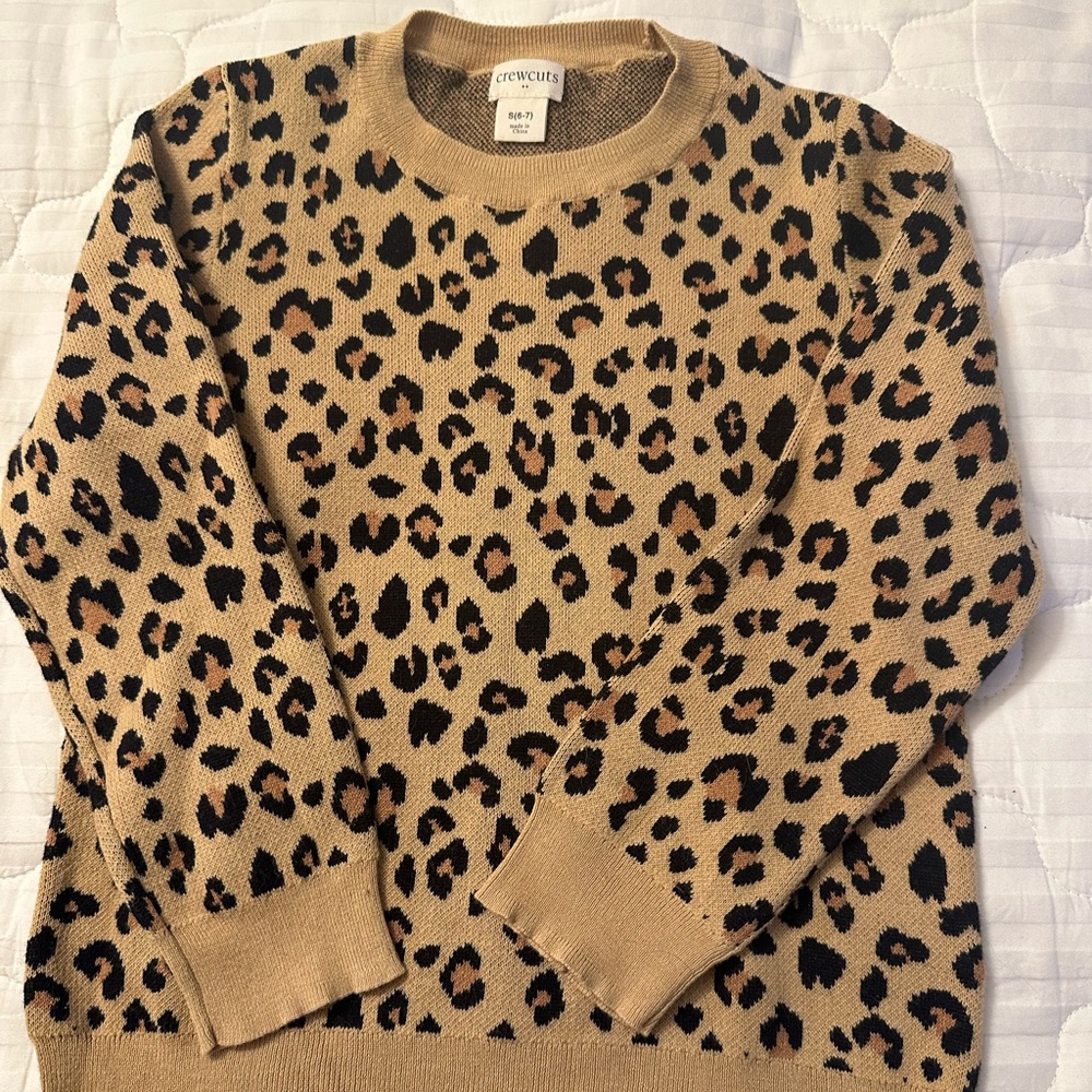 Crew crew cuts leopard print sweater size small 6-7
